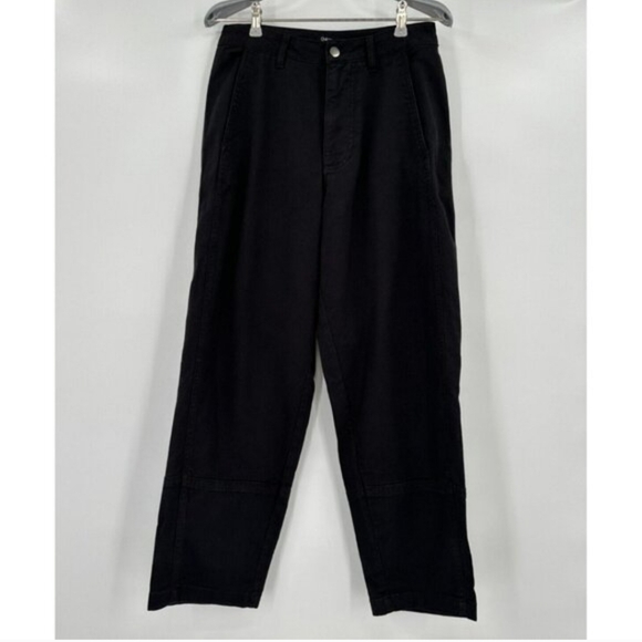 Quince Stretch Cotton Twill Barrel Leg Pants in Black sz 4/27 Womens Tapered NWT - Picture 2 of 3
